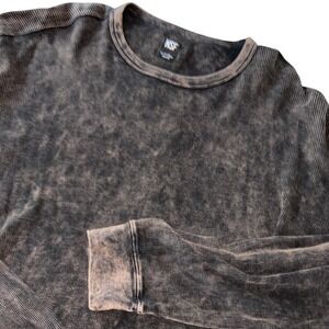 NSF Made in USA Charcoal Waffle Knit Thermal Long Sleeve Shirt Men's XL